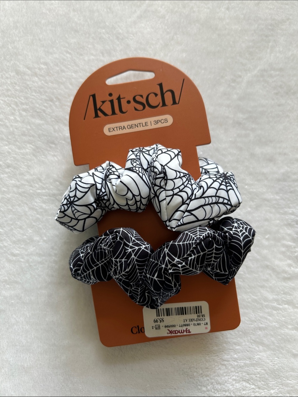 Kitsch Black & White Spiderweb Scrunchies
